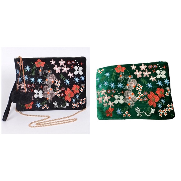 1 LEFT! Embroidered Velvet Clutch - Picture 2 of 7